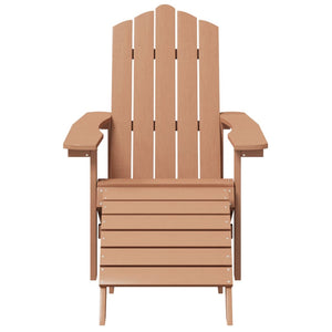 vidaXL Adirondack Garden Chairs with Footrest & Table HDPE Brown