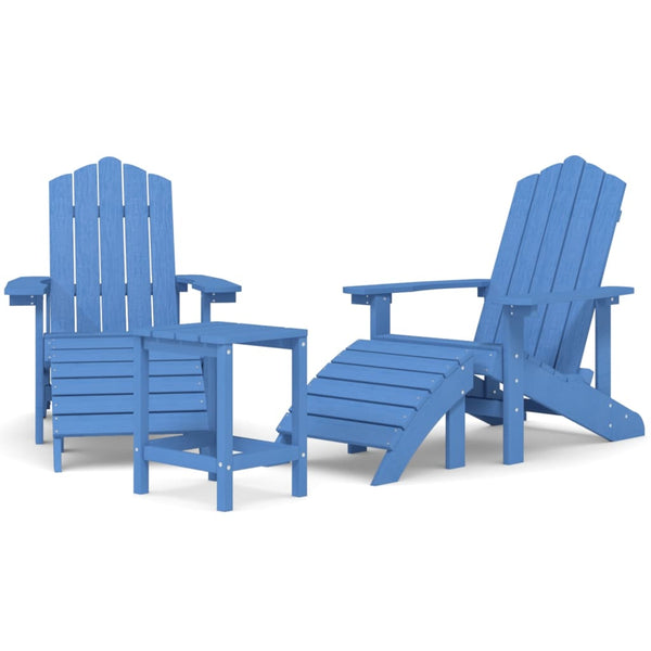 vidaXL Adirondack Garden Chairs with Ottoman & Table HDPE Aqua