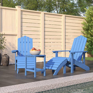 vidaXL Adirondack Garden Chairs with Ottoman & Table HDPE Aqua