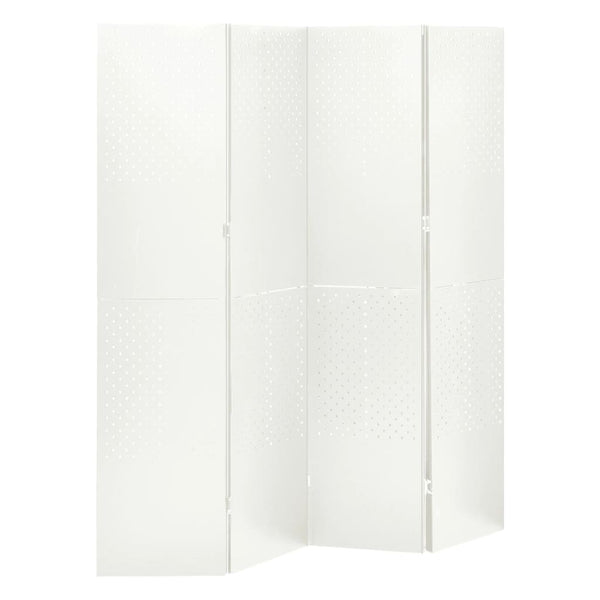 vidaXL 4-panel Room Divider 2 pcs White 160x180 cm Steel