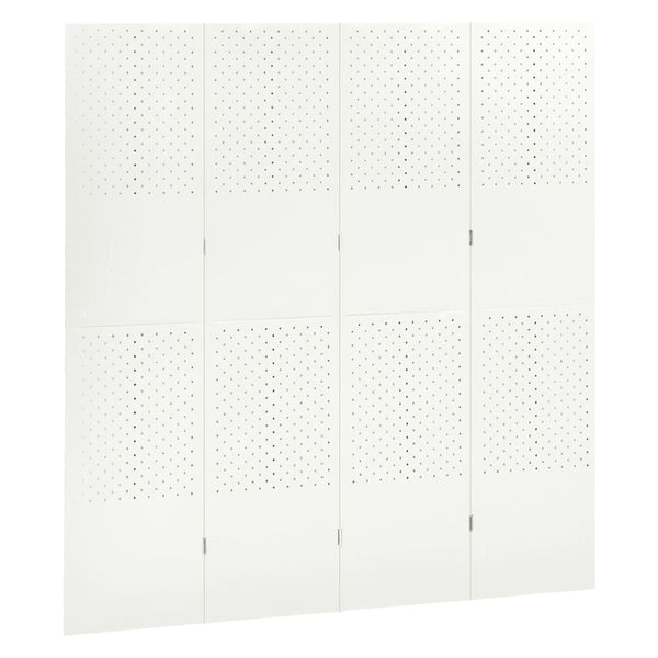 vidaXL 4-panel Room Divider 2 pcs White 160x180 cm Steel