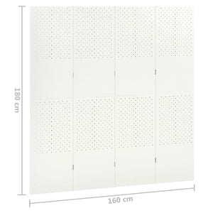 vidaXL 4-panel Room Divider 2 pcs White 160x180 cm Steel