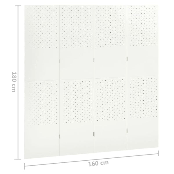 vidaXL 4-panel Room Divider 2 pcs White 160x180 cm Steel