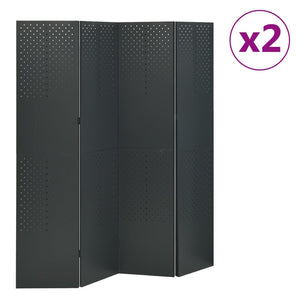 vidaXL 4-Panel Room Divider 2 pcs. Anthracite 160x180 cm Steel