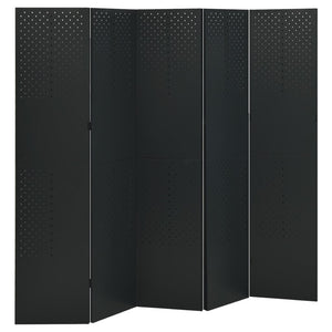 vidaXL 5-Panel Room Divider 2 pcs Black 200x180 cm Steel