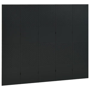 vidaXL 5-Panel Room Divider 2 pcs Black 200x180 cm Steel