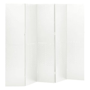 vidaXL 5-Panel Room Divider 2 pcs. White 200x180 cm Steel