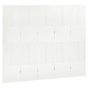 vidaXL 5-Panel Room Divider 2 pcs. White 200x180 cm Steel