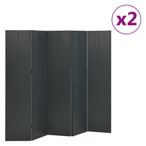 vidaXL 5-Panel Room Divider 2 pcs. Anthracite 200x180 cm Steel