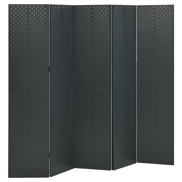 vidaXL 5-Panel Room Divider 2 pcs. Anthracite 200x180 cm Steel
