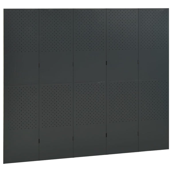 vidaXL 5-Panel Room Divider 2 pcs. Anthracite 200x180 cm Steel