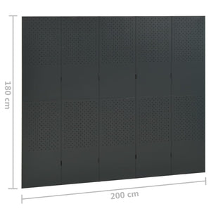 vidaXL 5-Panel Room Divider 2 pcs. Anthracite 200x180 cm Steel