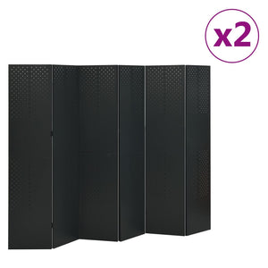 vidaXL 6-Panel Room Divider 2 pcs. Black 240x180 cm Steel