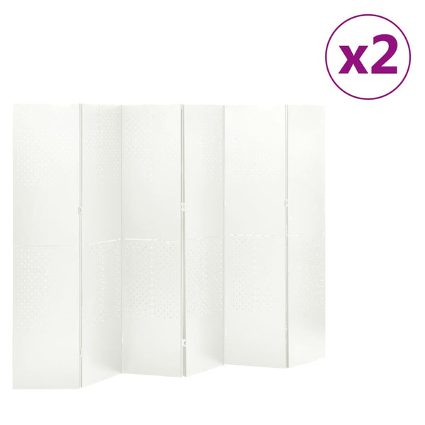vidaXL 6-Panel Room Divider 2 pcs White 240x180 cm Steel