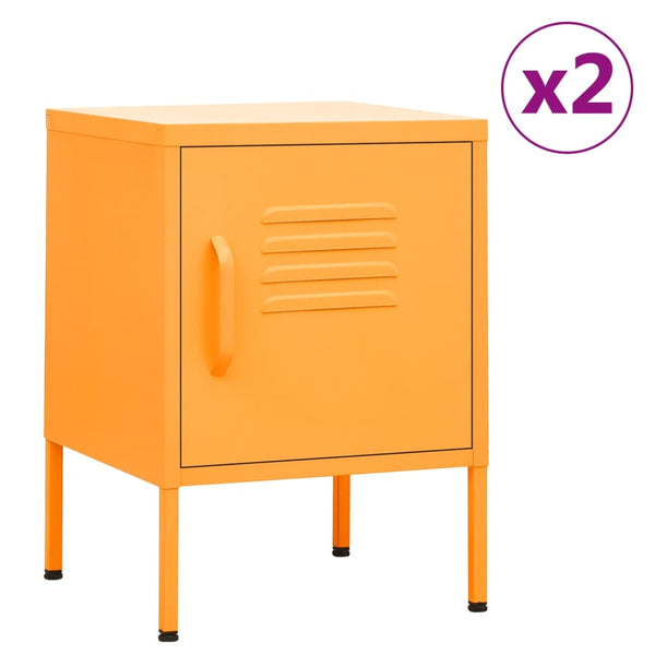 vidaXL Nightstands 2 pcs. Mustard Yellow 35x35x51 cm Steel