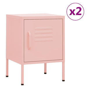 vidaXL Nightstands 2 pcs. Pink 35x35x51 cm Steel