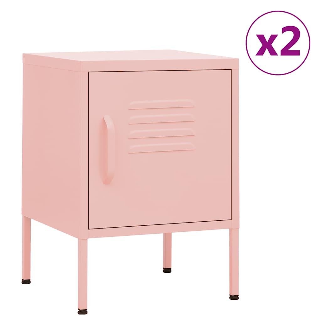 vidaXL Nightstands 2 pcs. Pink 35x35x51 cm Steel