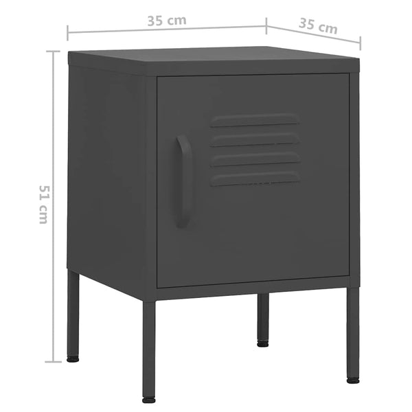 vidaXL Nightstands 2 pcs. Anthracite 35x35x51 cm Steel