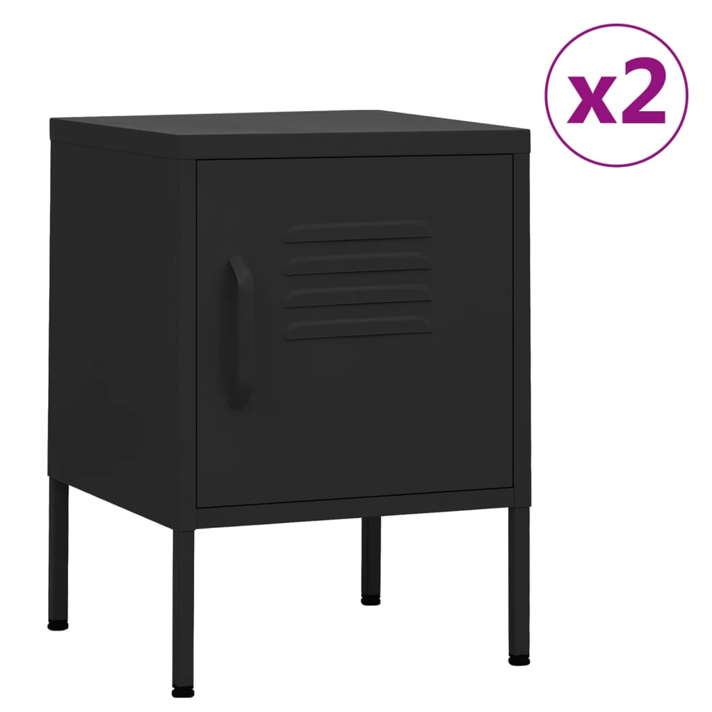vidaXL Nightstands 2 pcs. Black 35x35x51 cm Steel
