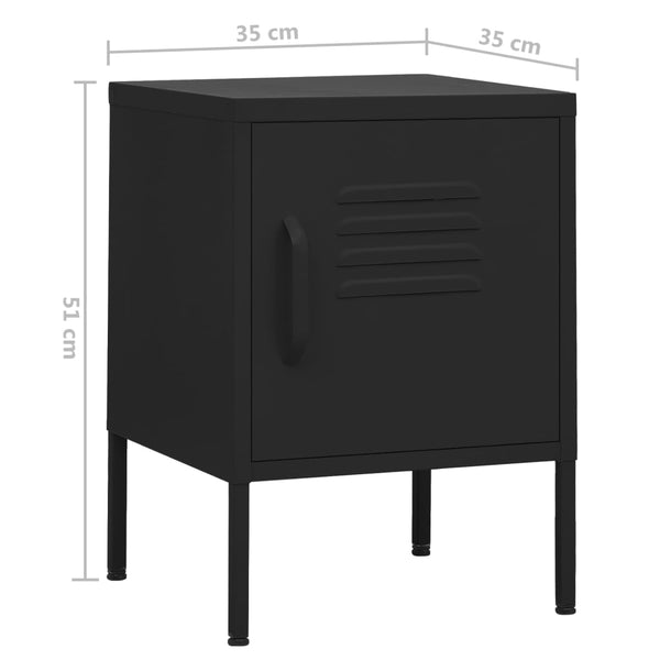 vidaXL Nightstands 2 pcs. Black 35x35x51 cm Steel