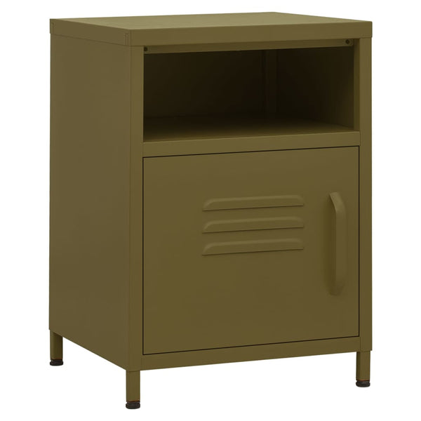 vidaXL Nightstands 2 pcs. Olive Green 35x35x51 cm Steel
