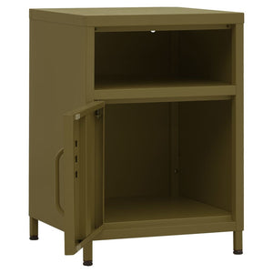 vidaXL Nightstands 2 pcs. Olive Green 35x35x51 cm Steel