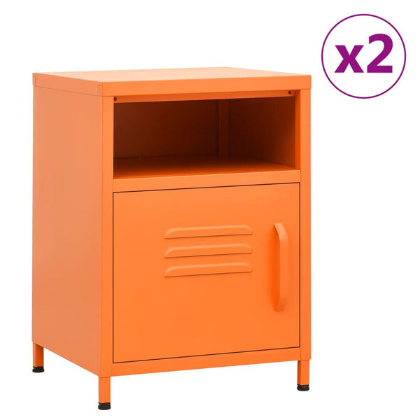 vidaXL Bedside Cabinets 2 pcs. Orange 35x35x51 cm Steel