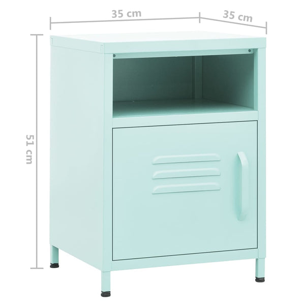 vidaXL Nightstands 2 pcs Mint Green 35x35x51 cm Steel