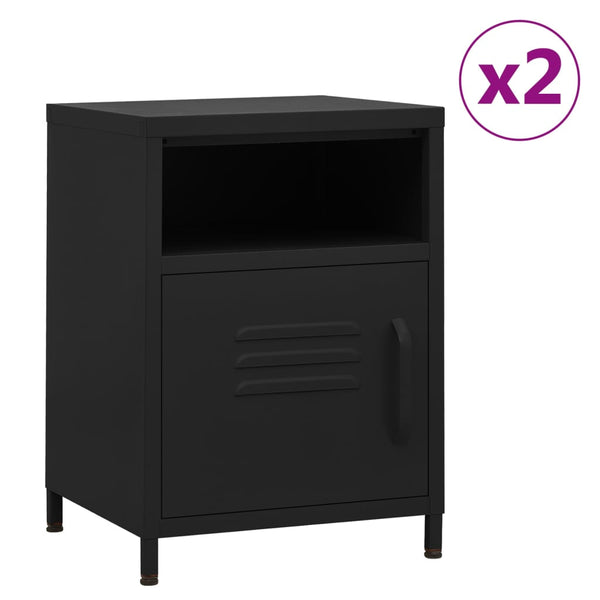 vidaXL Nightstands 2 pcs. Black 35x35x51 cm Steel