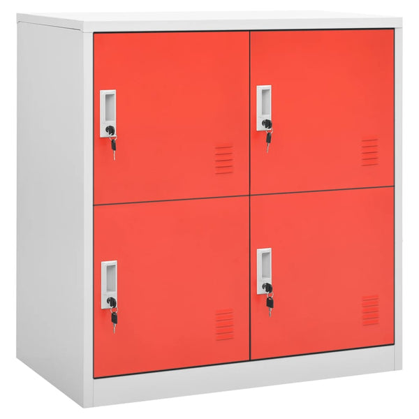 vidaXL Locker Cabinets 2 pcs Light Gray and Red 90x45x92.5 cm Steel