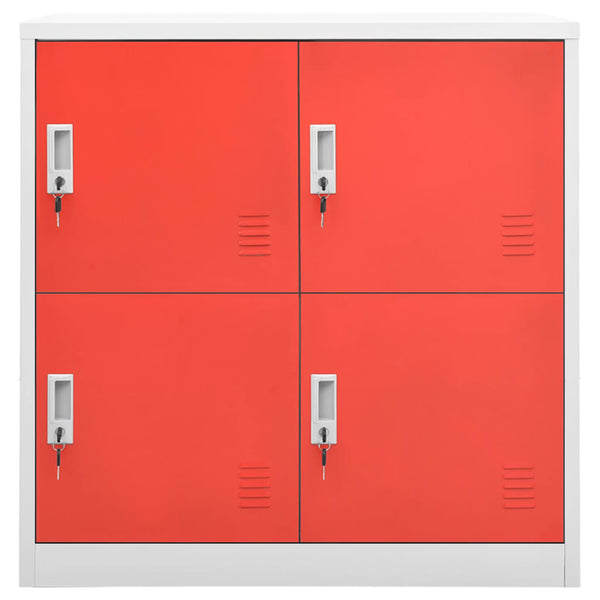vidaXL Locker Cabinets 2 pcs Light Gray and Red 90x45x92.5 cm Steel