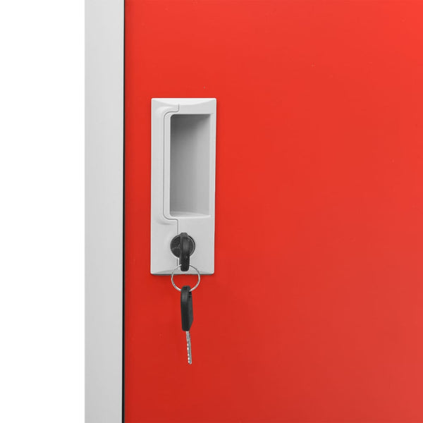 vidaXL Locker Cabinets 2 pcs Light Gray and Red 90x45x92.5 cm Steel
