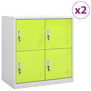 vidaXL Locker Cabinets 2 pcs Light Gray and Green 90x45x92.5cm Steel