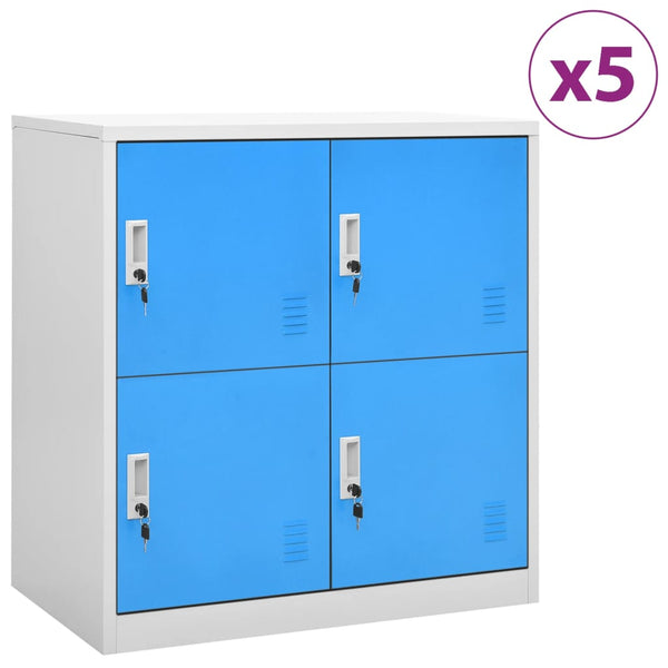 vidaXL Locker Cabinets 5 pcs Light Grey and Blue 90x45x92.5cm Steel