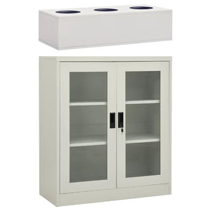 Büroschrank mit Pflanzkasten Hellgrau 90x40x128 cm Stahl