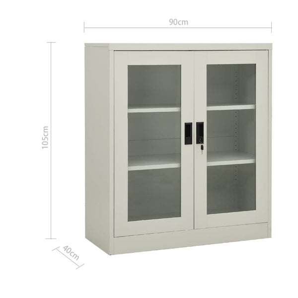 Büroschrank mit Pflanzkasten Hellgrau 90x40x128 cm Stahl