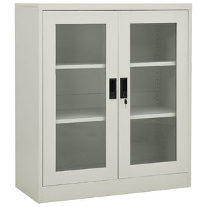 Büroschrank mit Pflanzkasten Hellgrau 90x40x128 cm Stahl