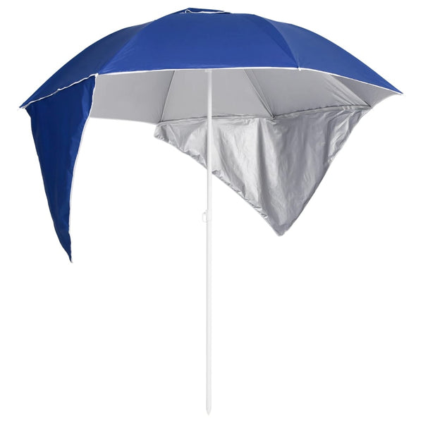 vidaXL Beach Parasol with Side Panels Blue 215 cm