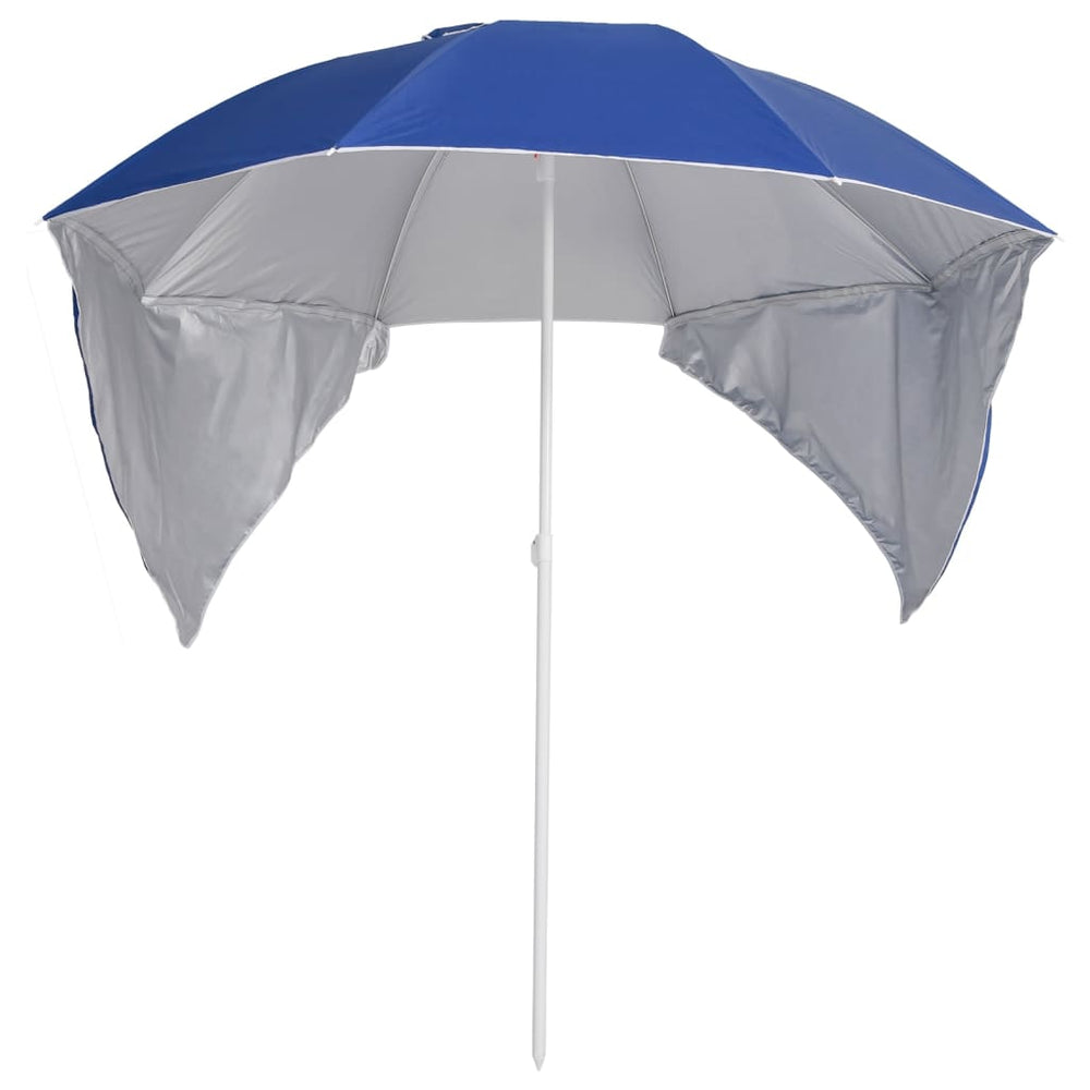 vidaXL Beach Parasol with Side Panels Blue 215 cm