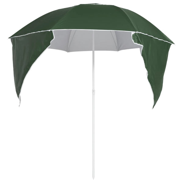 vidaXL Beach Umbrella with Side Panels Green 215 cm