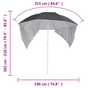 vidaXL Beach Parasol with Side Panels Anthracite 215 cm