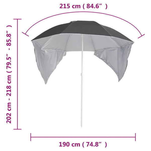 vidaXL Beach Parasol with Side Panels Anthracite 215 cm