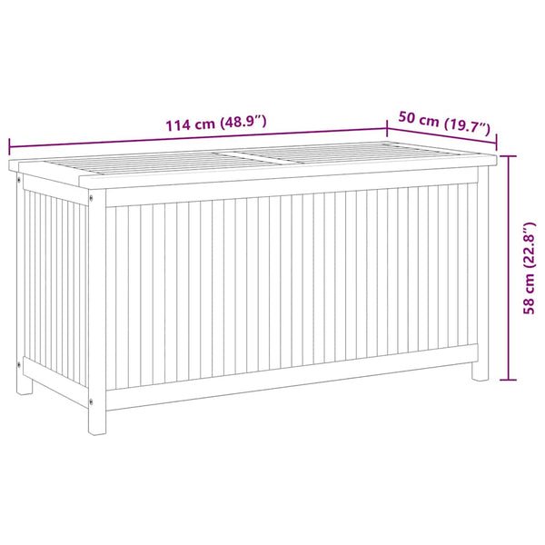 vidaXL Garden Storage Box 114x50x58 cm Solid Teak Wood
