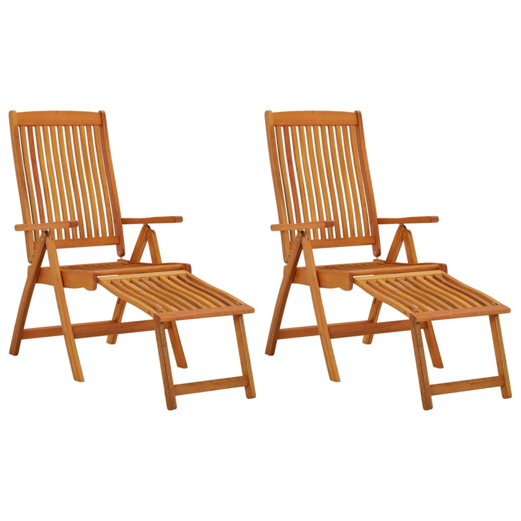vidaXL Folding Garden Chairs with Footrests 2 pcs. Eucalyptus Wood
