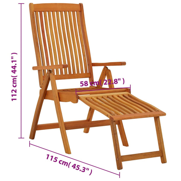vidaXL Folding Garden Chairs with Footrests 2 pcs. Eucalyptus Wood