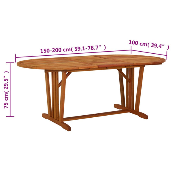 vidaXL Garden Table 200x100x75 cm Solid Eucalyptus Wood