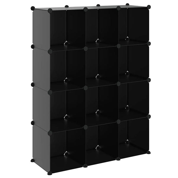 vidaXL 12-Cube Storage Unit Black PP