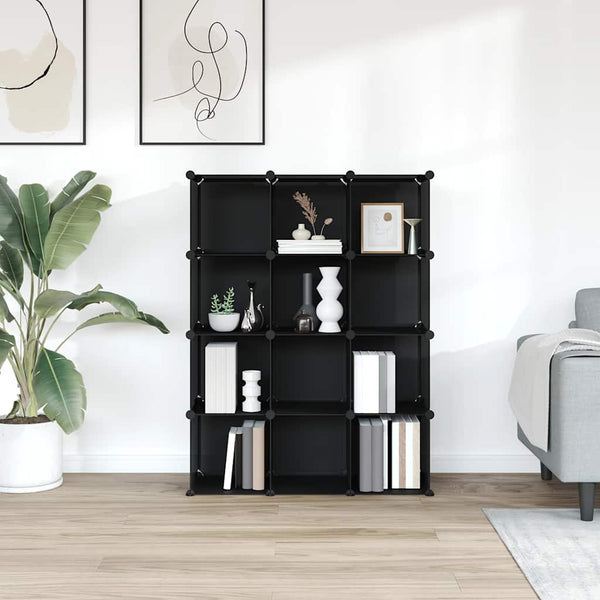 vidaXL 12-Cube Storage Unit Black PP