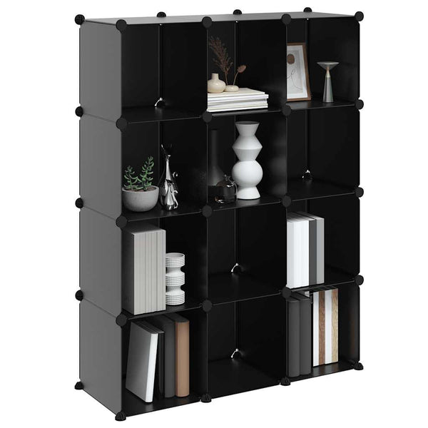 vidaXL 12-Cube Storage Unit Black PP