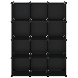 vidaXL 12-Cube Storage Unit Black PP